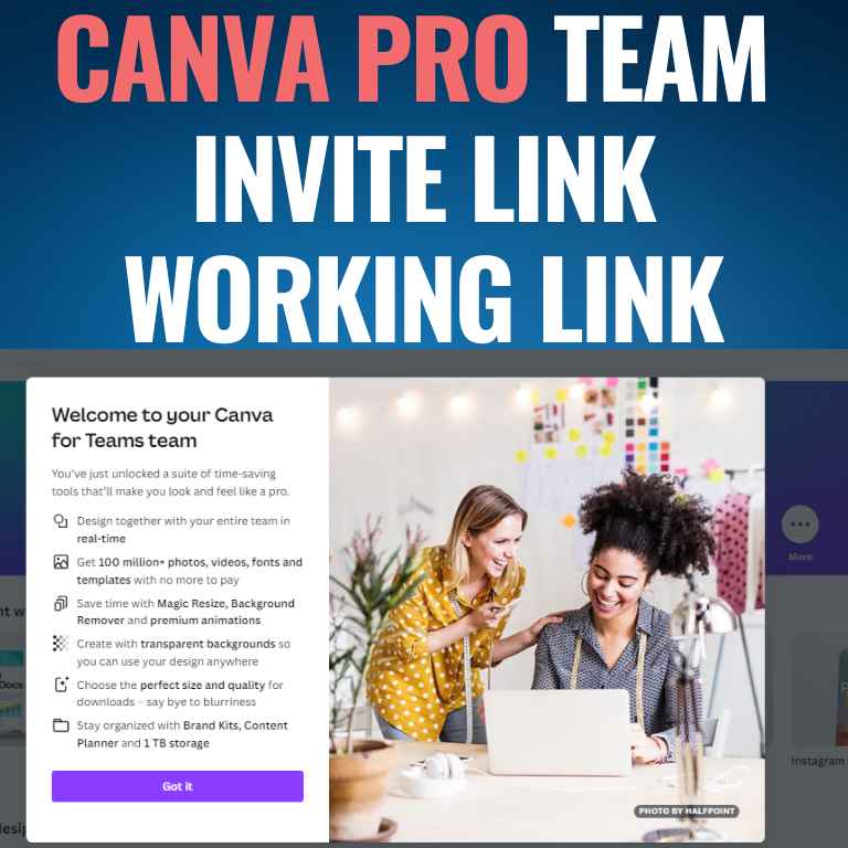 Canva Pro Team Invite Link Free Lifetime November 2023